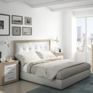 Dormitorio nórdico madera y blanco