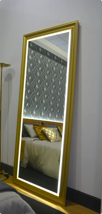 espejo marco dorado con iluminacion led