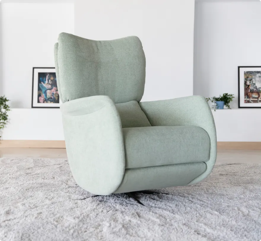 sillón tapizado verde claro